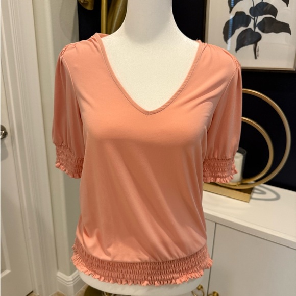 INC international concepts Peach V-Neck Women's Top in size xs - Picture 1 of 5